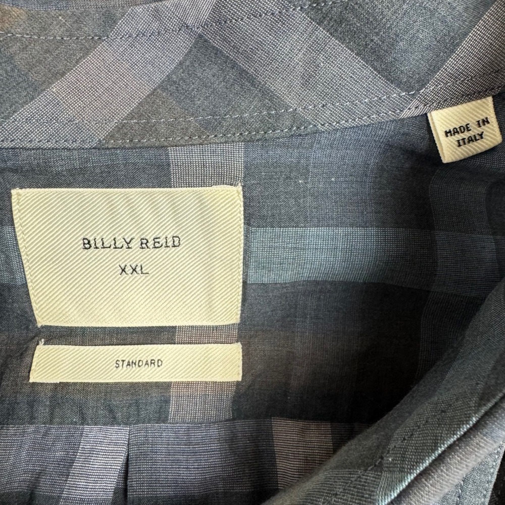 Billy Reid Button Up Shirt Plaid Standard Fit Mens XXL Made in Italy Preppy - Picture 3 of 8